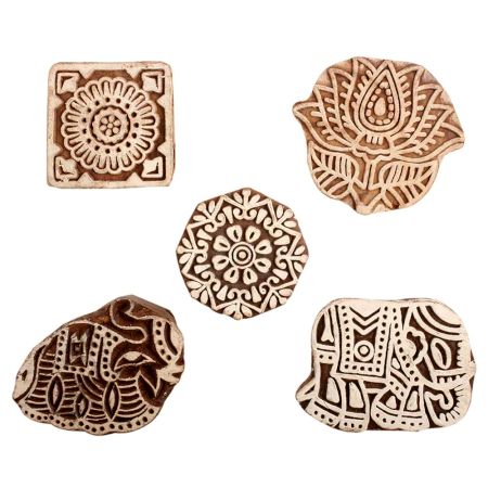 Set of 5 Piece New Mix Wooden Printing Block